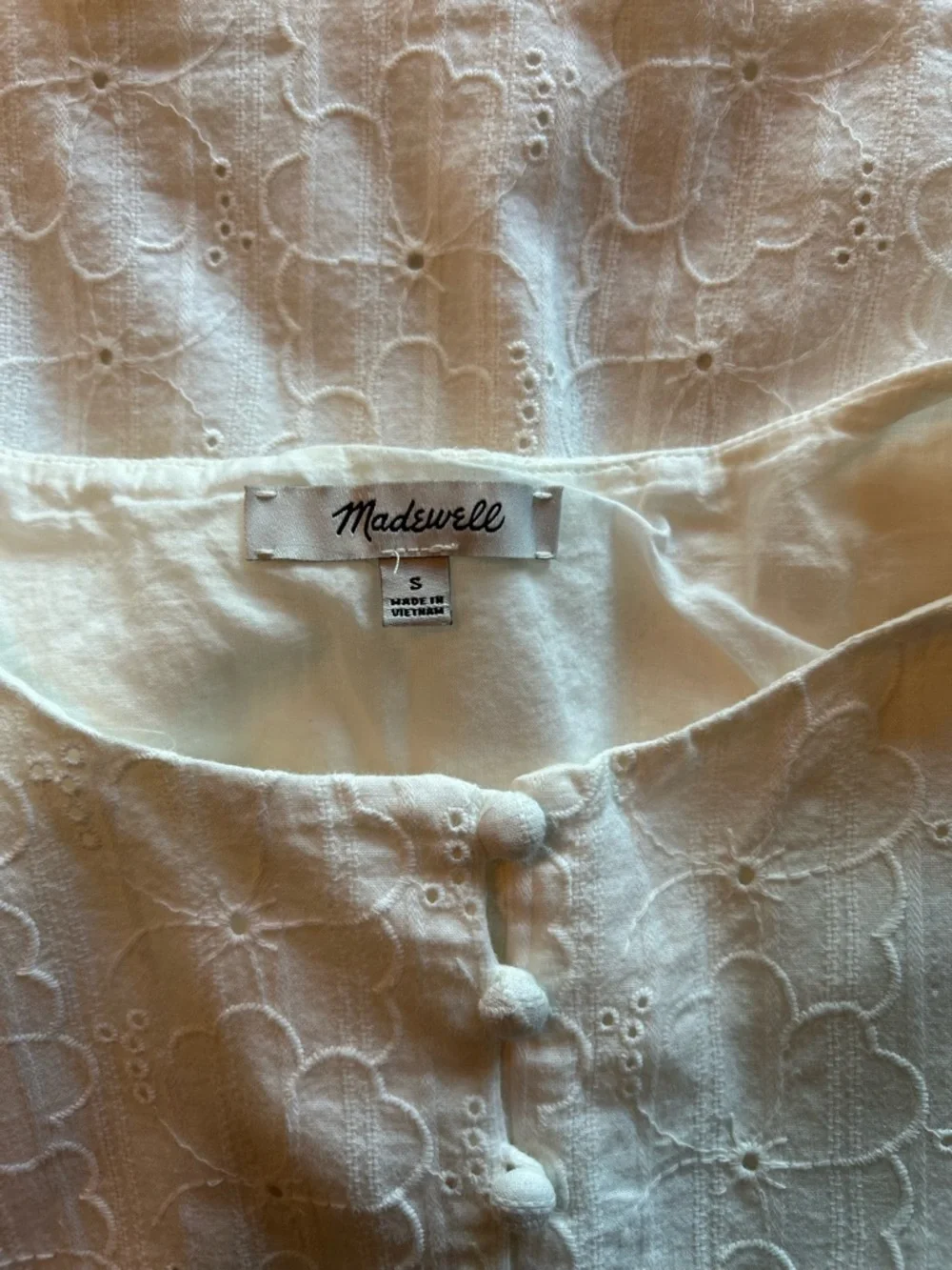 Madewell Embroidered Eyelet Button-Front Tiered Mini Dress - Picture 4 of 5